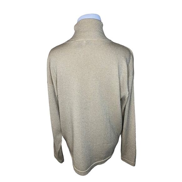 N.E.K. Beth Bowley Womens Sz L Metallic Gold Pullover Sweater Turtleneck Blouse - Picture 3 of 7
